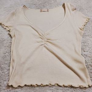 Altar'd state v-neck ribbed cream top